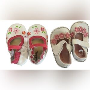 2 pairs koala kids soft sole crib shoes baby girl Sz 3